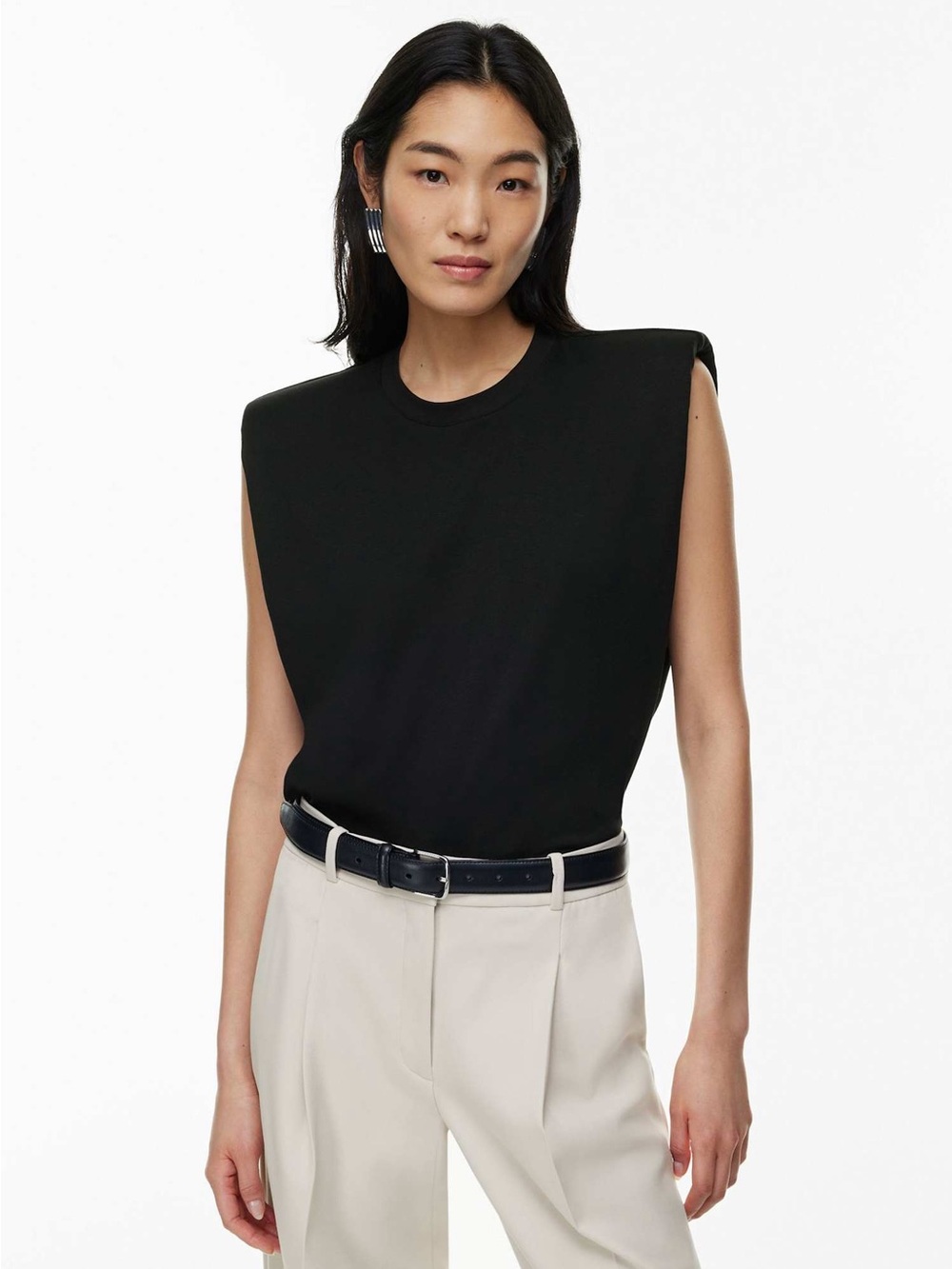 Babaton Black Padded-Shoulder Tank